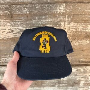 American vintage Air Commando Squadron navy blue  and yellow snapback retro hat